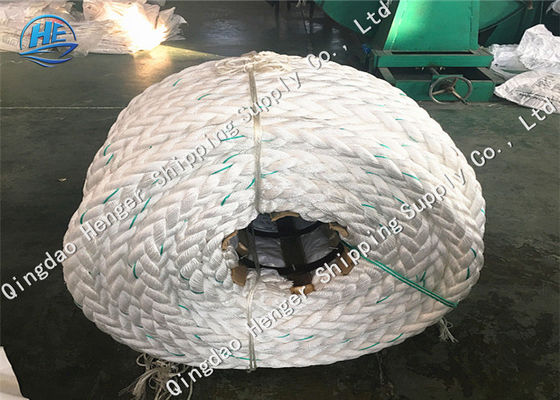 Kualitas Rolled Jalinan Nylon Rope MTR White 8 Strand Mooring Rope Kekuatan Tinggi Untuk Kapal pabrik